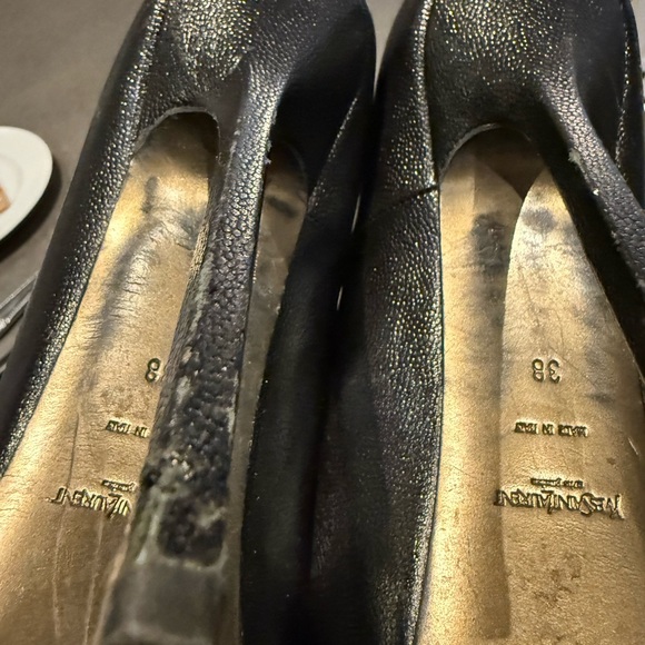 YSL TRIBUTE BLACK CAVIAR PUMPS SIZE 38 WORN AS SHOWN SAINT LAURENT PLATFORM - Picture 3 of 5